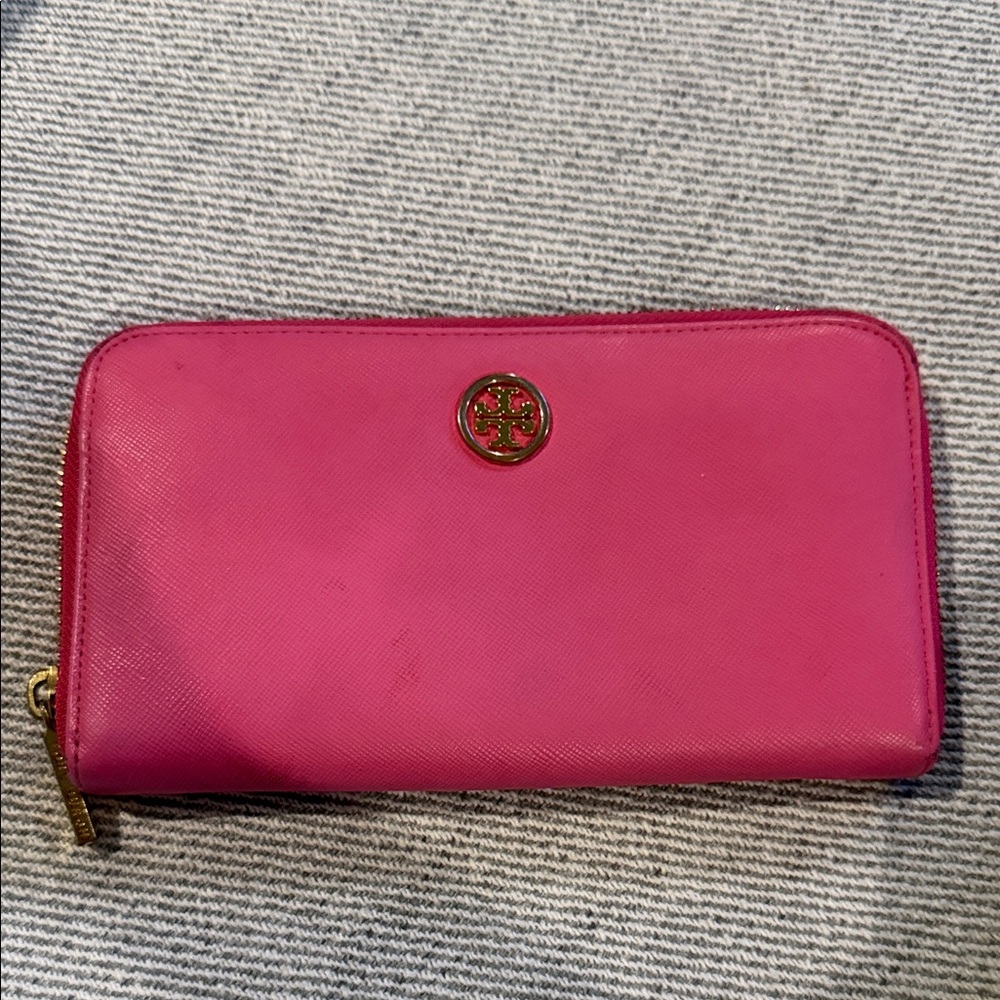 Tory Burch Fuchsia Zip-Around Wallet